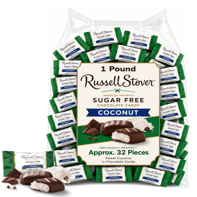 Russell Stover Sugar-Free Coconut Flavor, Individually Wrapped, Bulk Chocolate Candy Bars  (1 Pound)