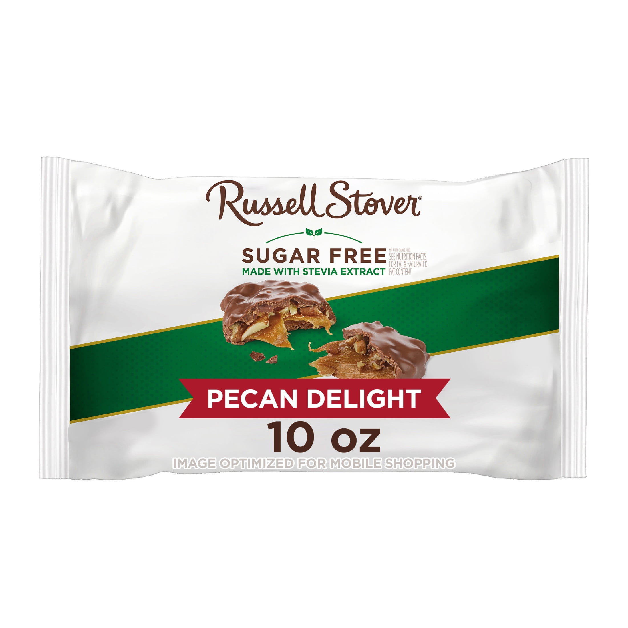 RUSSELL STOVER Sugar Free Pecan Delight Chocolate Candy, 10 oz. bag ( 16 pieces)