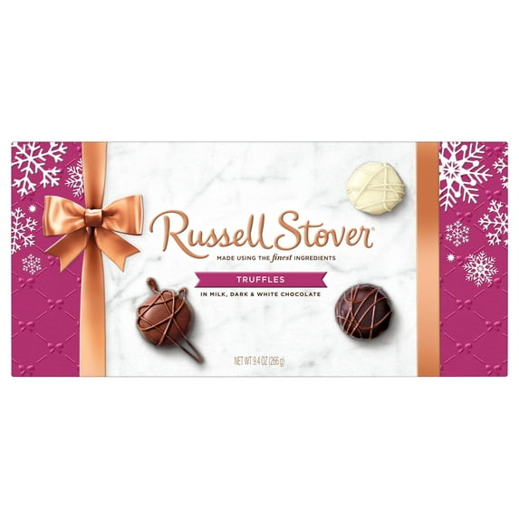 Russell Stover Truffles Assortment In Milk, Dark & White Chocolate 9.4 oz. Box