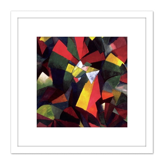 Russell Synchromy Orange Form Synchromist Painting 8X8 Inch Square Wooden Framed Wall Art Print Picture with Mount