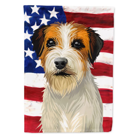 Russell Terrier Dog American Flag Flag Canvas House Size