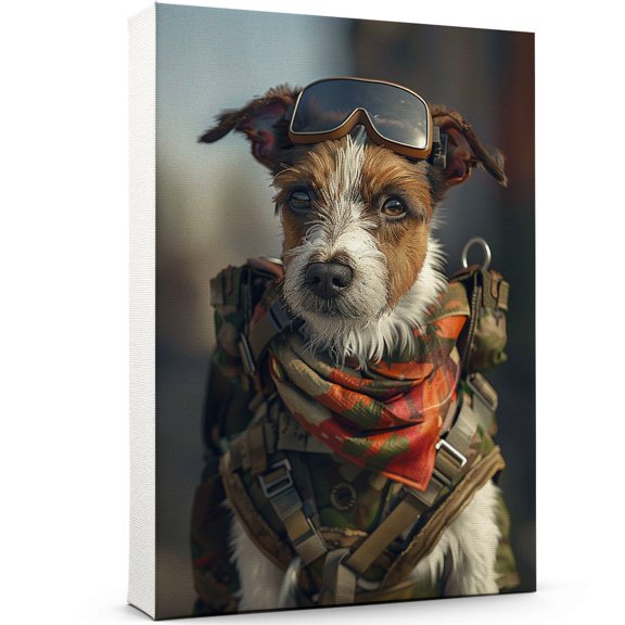 Russell Terrier Wall Art Soilder Dog Posters - Russell Terrier Dog Canvas Wall Art For Bedroom Decor - Office Wall Art - Dog Room Decorations