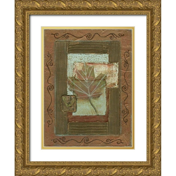 Russell, Wendy 12x14 Gold Ornate Wood Framed with Double Matting Museum Art Print Titled - Leaf Quartet II