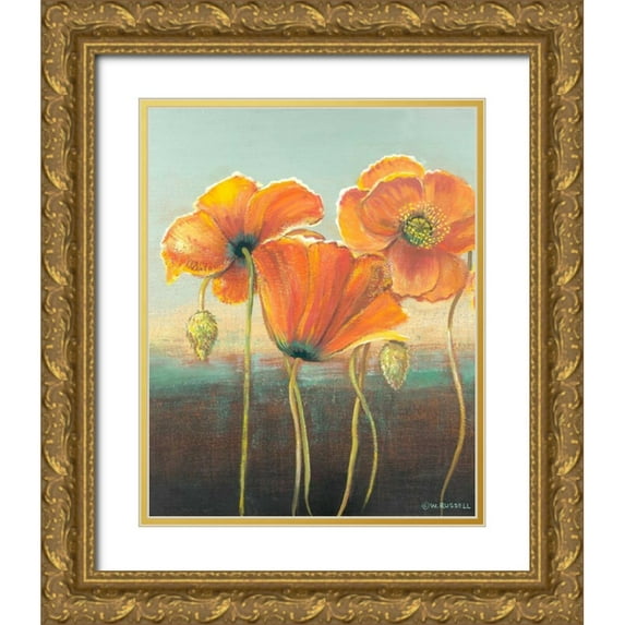 Russell, Wendy 15x18 Gold Ornate Wood Framed with Double Matting Museum Art Print Titled - Poppy Tops I