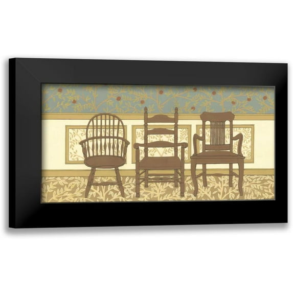 Russell, Wendy 24x14 Black Modern Framed Museum Art Print Titled - Arts and Crafts Chairs I