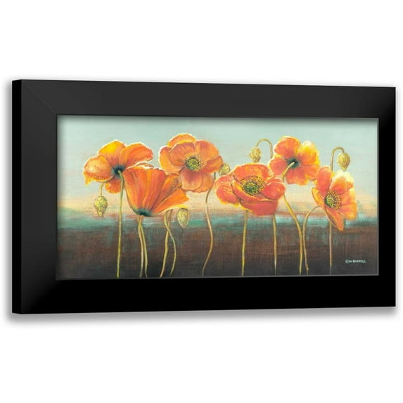 Russell, Wendy 24x14 Black Modern Framed Museum Art Print Titled - Poppy Tops III