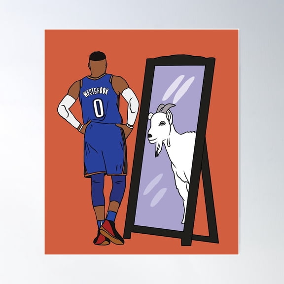 Russell Westbrook Mirror Goat (Oklahoma City) Poster Wall Art, Modern Wall Decor, 8x12 UNFRAMED