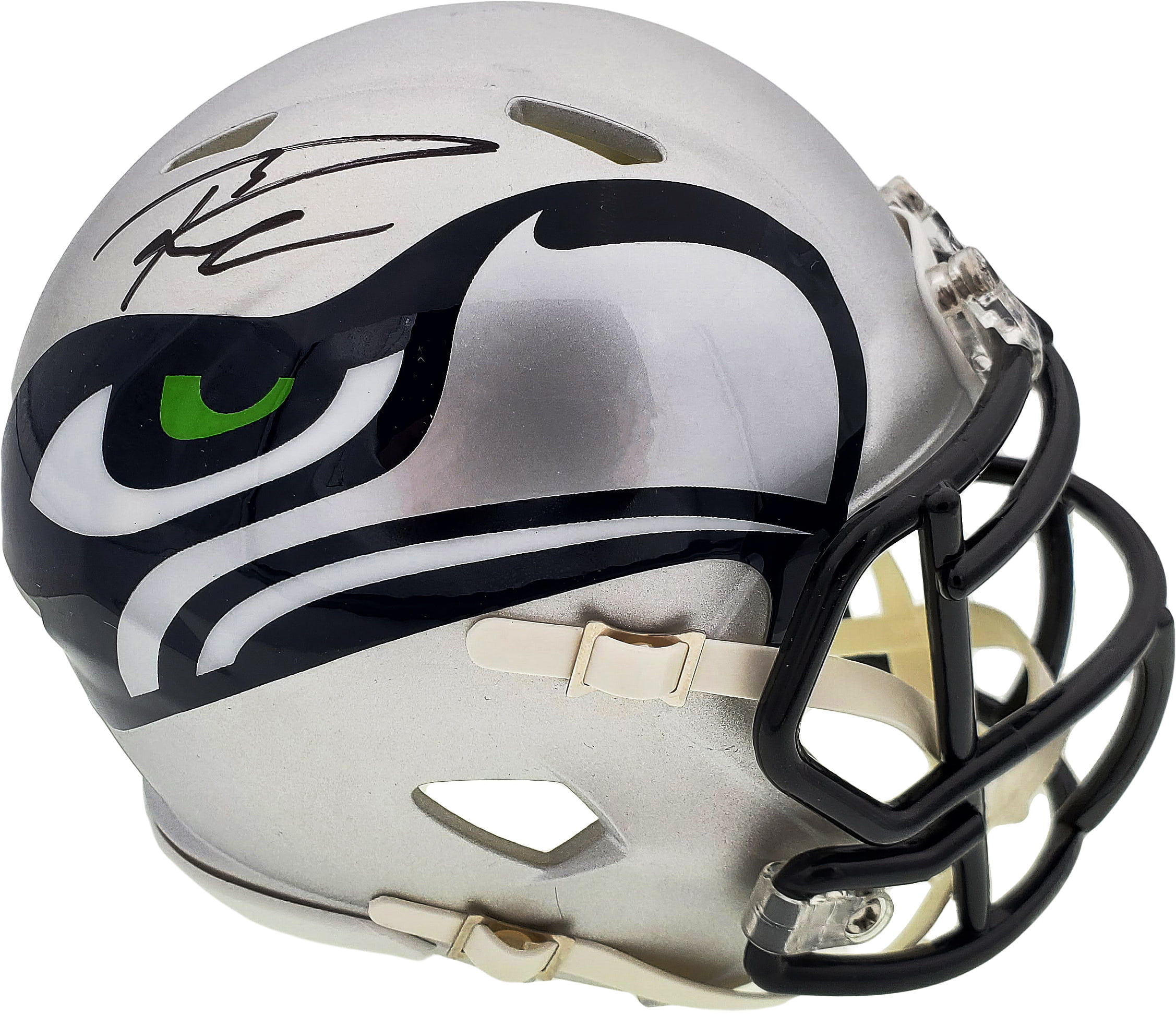 Russell Wilson Autographed AMP Seattle Seahawks Speed Mini Helmet In Black RW Holo 179112