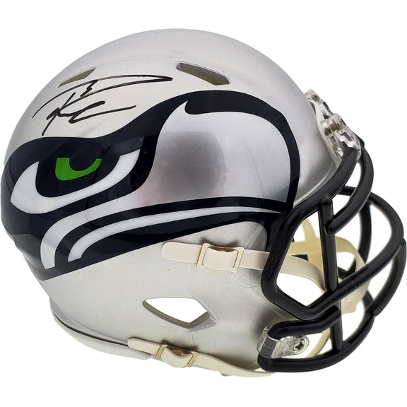 Russell Wilson Autographed AMP Seattle Seahawks Speed Mini Helmet In Black RW Holo 179112