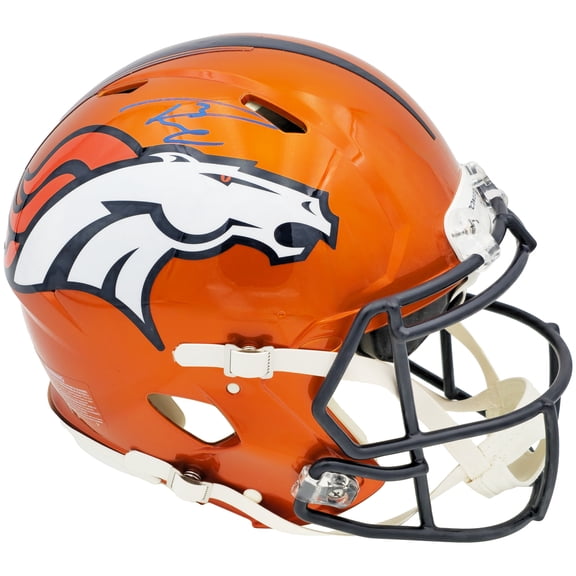 Russell Wilson Autographed Denver Broncos Flash Orange Full Size Authentic Speed Helmet Fanatics Holo 227928