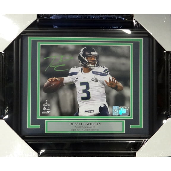 Russell Wilson Autographed Framed 8x10 Photo Seattle Seahawks Super Bowl RW Holo 98097