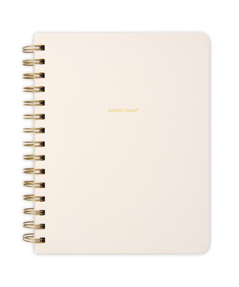Russell and Hazel Spiral Lined Vegan Leather Notebook - Bone,1 count
