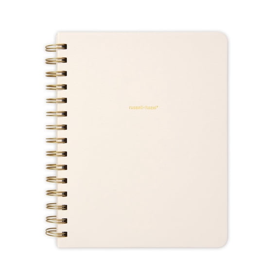Russell and Hazel Spiral Lined Vegan Leather Notebook - Bone,1 count