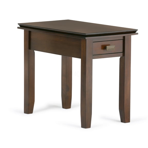 Russet Brown Narrow Side Table, Handcrafted Solid Wood End Table with Drawer for Living Room, Bedroom