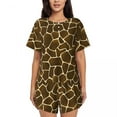 thumbnail image 1 of Russet Giraffe Print Pajamas Lady Animal Lovely Nightwear Summer Short Sleeve 2 Pieces Night O Neck Design Pajama Sets, 1 of 5