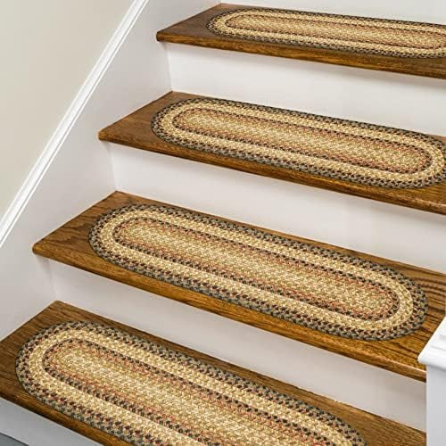 Russett Premium Jute Braided Stair Tread 8" X 28" (Set Of 13) Oval