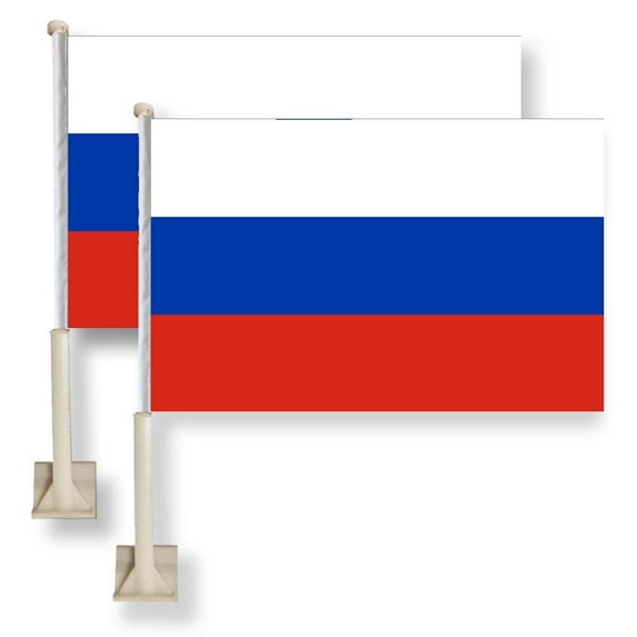 Russia Car Window Flag 11X16Inch(28x40cm) 100% Polyester, Strong White Flagpole