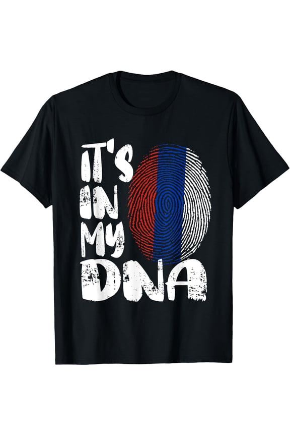 Russia Flag It's in My Dna Russian Fingerprint Flag T-Shirt