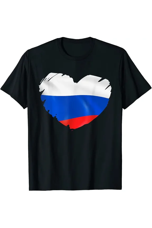 Russia Flag On Shape Of Heart Russian Russia Lovers T-Shirt