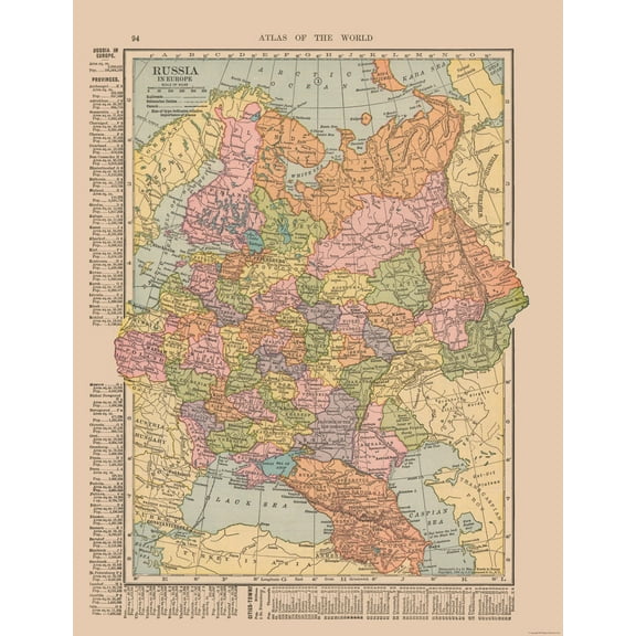 Historic Map - Russia - Hammond 1910 - 23 x 29.78 - Vintage Wall Art