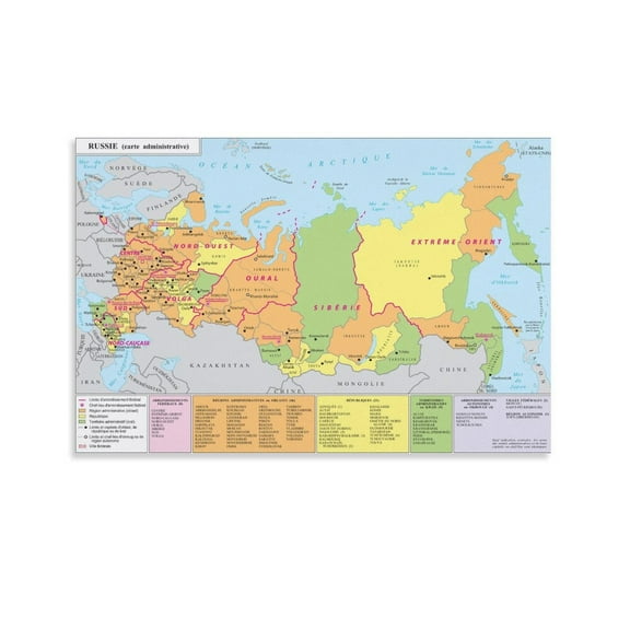 Russia Map Posters Canvas Wall Art Prints Poster Gifts Photo Picture Painting Posters Room Decor Home Decorative 20x30inch(50x75cm)