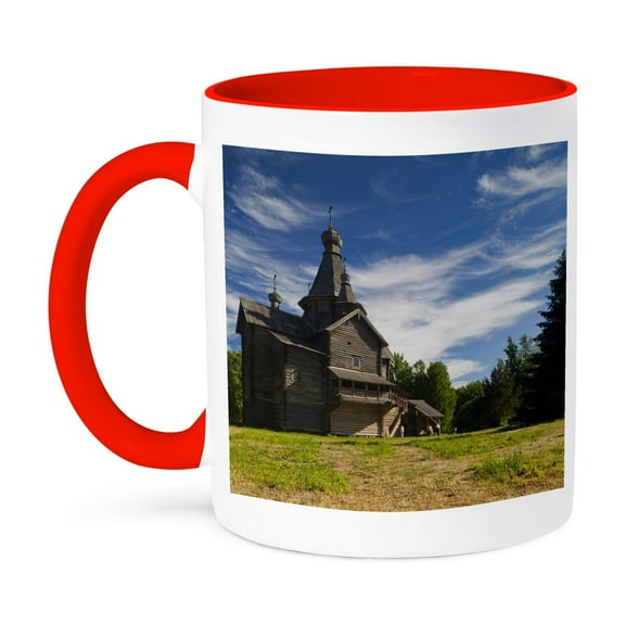 Russia, Novgorod Oblast, Wooden Orthodox Church - Eu26 Wbi0829 - Walter Bibikow, 11oz Two-Tone Red Mug
