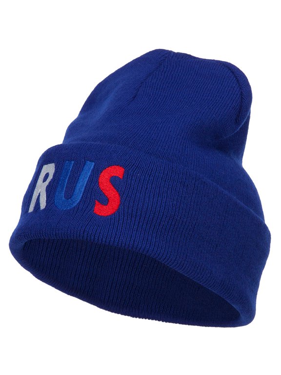 Russia RUS Flag Embroidered Long Beanie - Royal OSFM