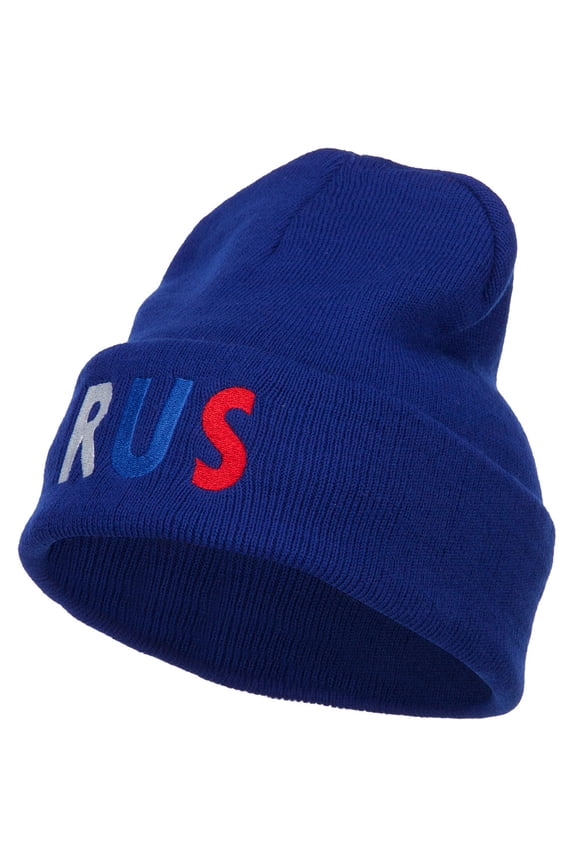 Russia RUS Flag Embroidered Long Beanie - Royal OSFM