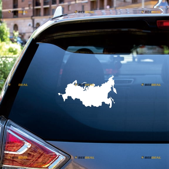 Russia Russian Map Outline Sticker Decal Vinyl - 2 Pack White 6" - For Car Boat Laptop Cup No Background Die-cut