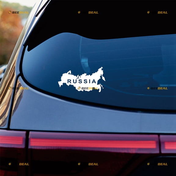 Russia Russian Map Sticker Decal Vinyl - 2 Pack White 6" - For Car Boat Laptop Cup No Background Die-cut
