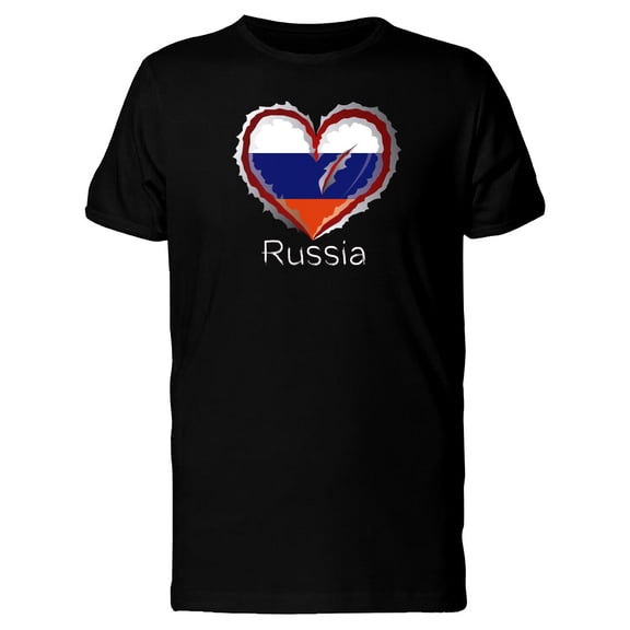 Russia Scratched Flag Heart Tee Men's -Image by Shutterstock