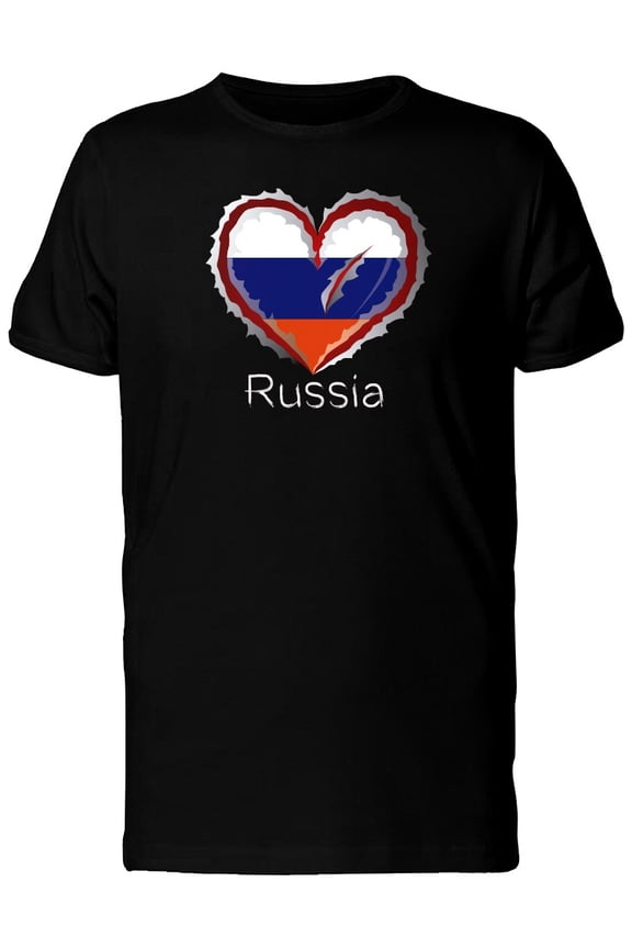 Russia Scratched Flag Heart Tee Men's -Image by Shutterstock