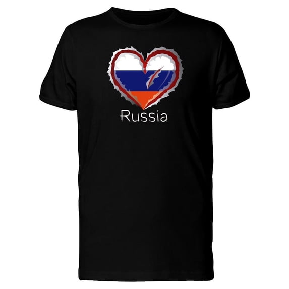 Russia Scratched Flag Heart Tee Men's -Image by Shutterstock