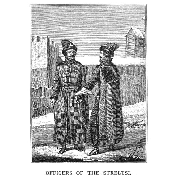 Russia Streltsy 1613. Nofficers Of The Streltsy Russian Guardsmen In 1613. Line Engraving. Poster Print by