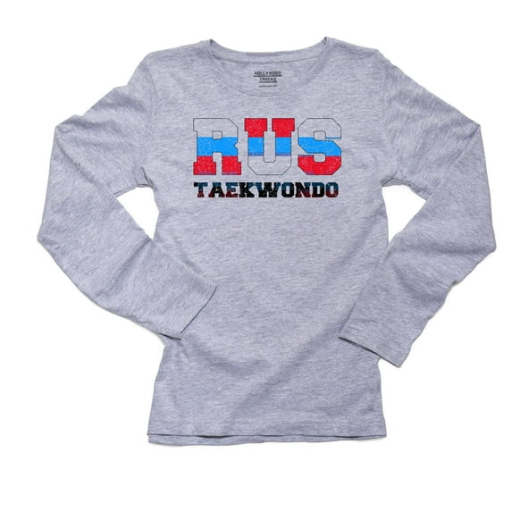 Russia Taekwondo - Olympic Games - Rio - Flag Women's Long Sleeve Grey T-Shirt