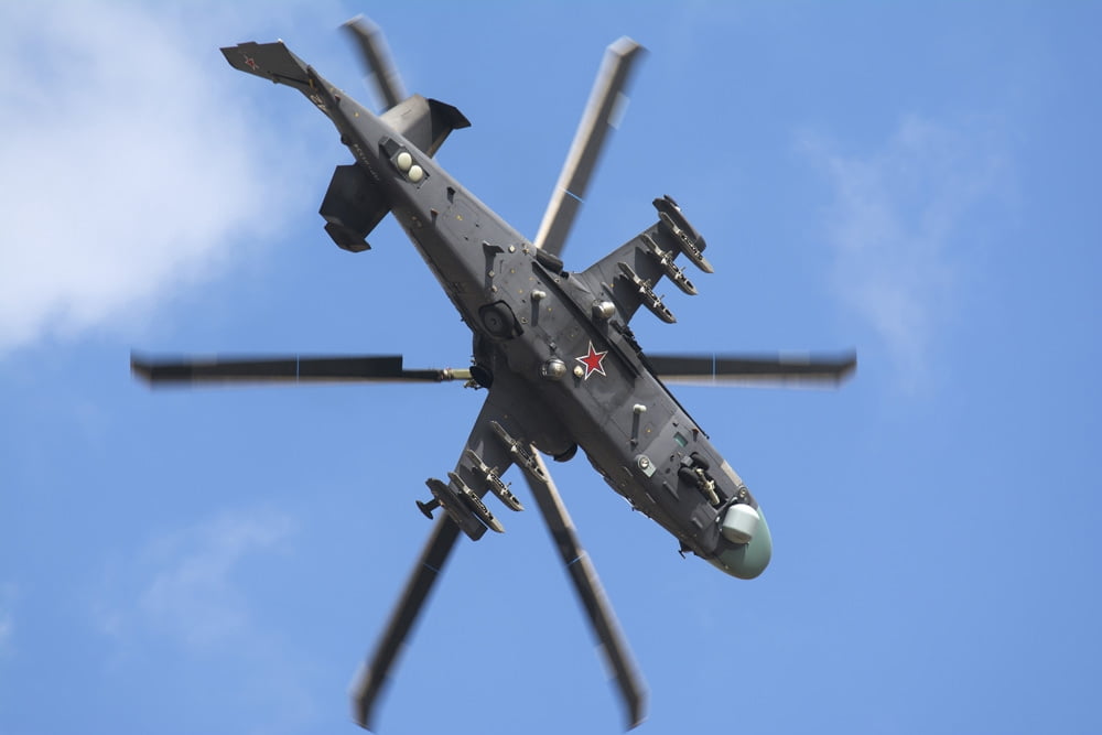 Russian Air Force Ka-52 helicopter in flight Canvas Art - Daniele FaccioliStocktrek Images (17 x 12)