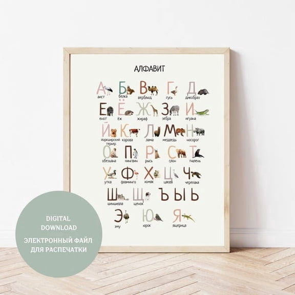 Russian Alphabet Educational Wall Art Print