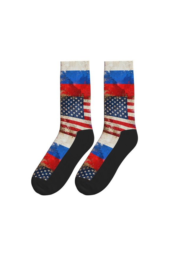 Russian America Flag Athletic Crew Novelty Socks for Womens Mens