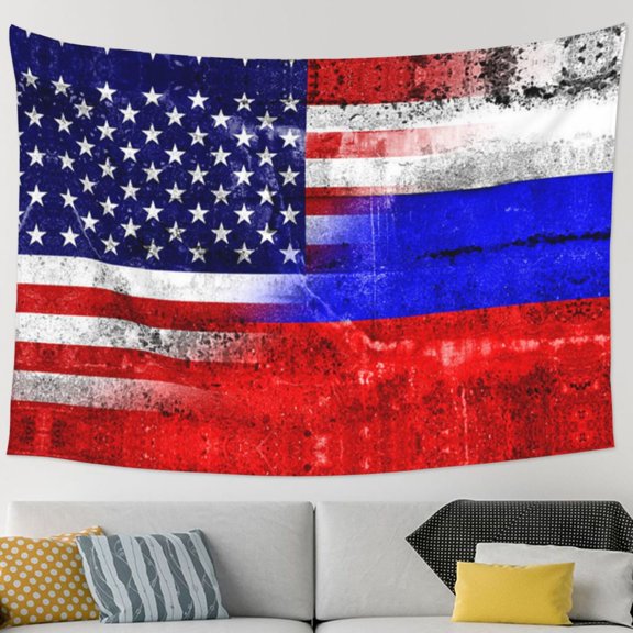 Russian America Flag Tapestry Bedroom Living Room Tapestry Room Decorative Aesthetic Tapestries (90 In * 60 In)