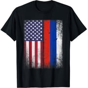 Russian American Flag T-shirt Russia Usa America Gift