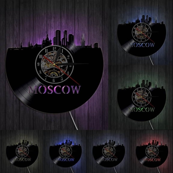 Russian Architecture Wall Art Moscow Wall Decor Vintage Vinyl Record Wall Clock Moscow Skyline Cityscape Russian Tourist Gift