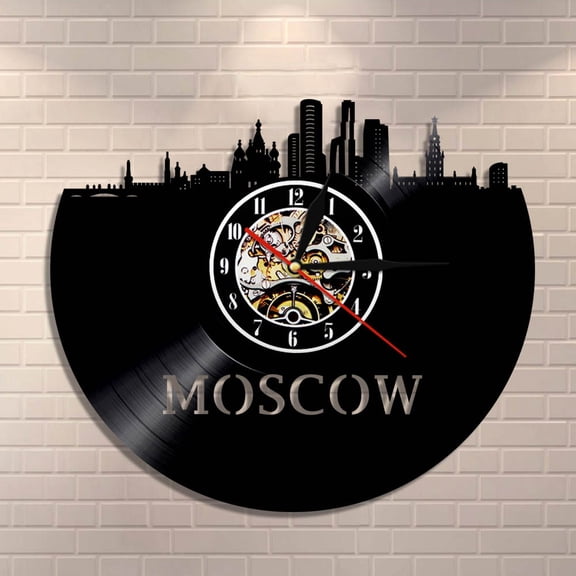 Russian Architecture Wall Art Moscow Wall Decor Vintage Vinyl Record Wall Clock Moscow Skyline Cityscape Russian Tourist Gift