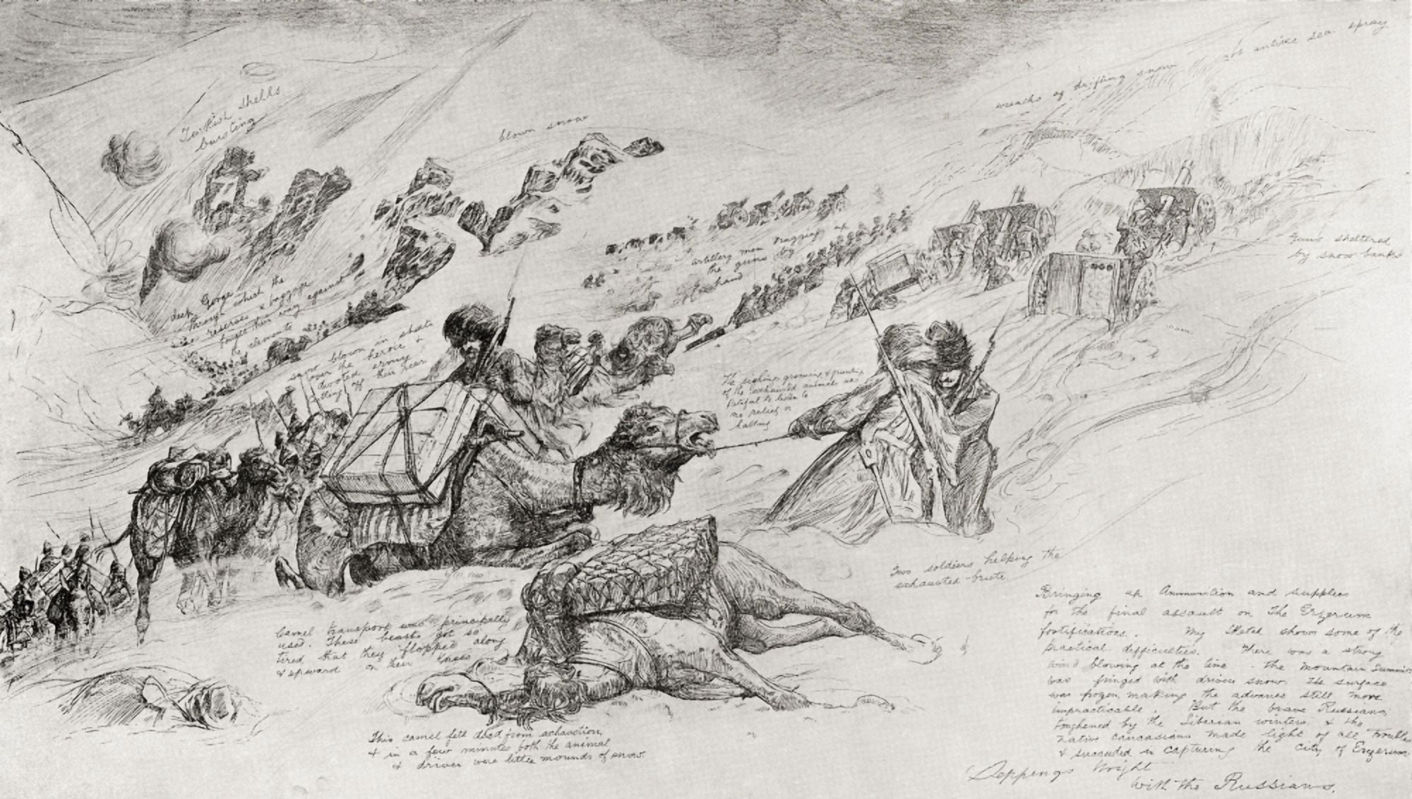 The Russian Army Bringing Up Guns And Ammunition For The Assault At Erzurum Turkey During World War One From The Year 1916 Illustrated Canvas Art - Ken Welsh Design Pics (20 x 11)