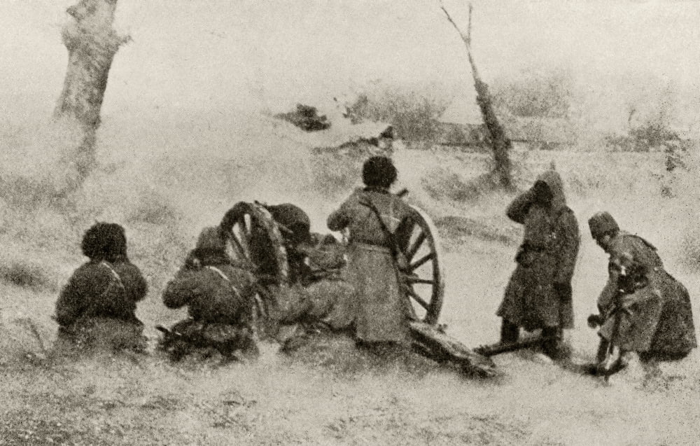 Russian Artillery In Action On The Eastern Front From The Great World War A History Volume Iii Published 1916 Canvas Art - Ken Welsh Design Pics (18 x 11)