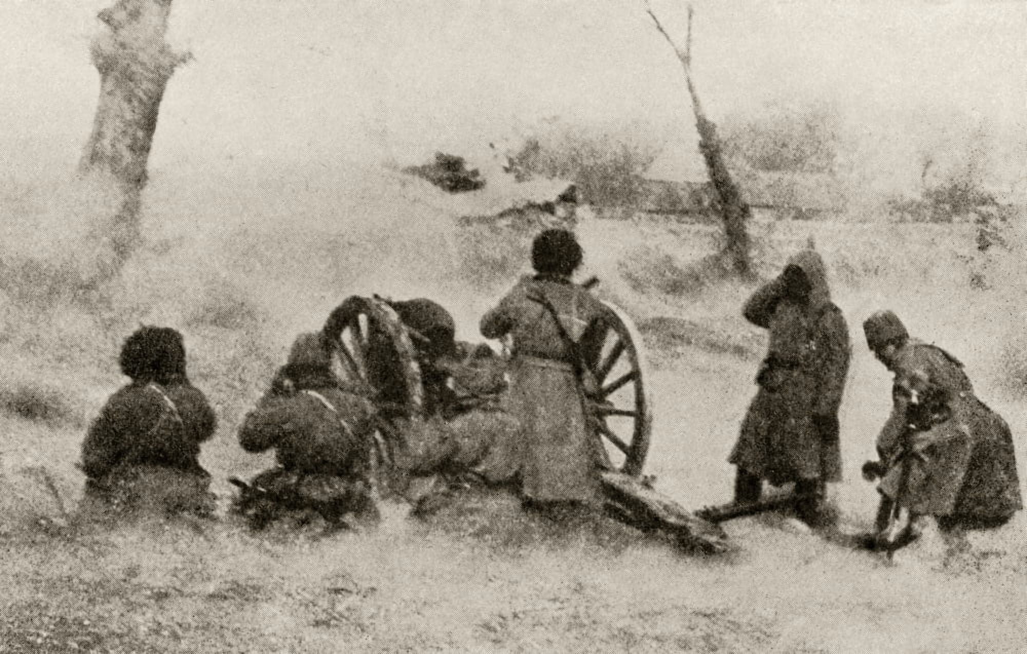 Russian Artillery In Action On The Eastern Front From The Great World War A History Volume Iii Published 1916 Canvas Art - Ken Welsh Design Pics (36 x 22)