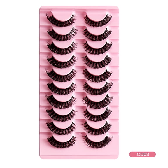 Russian Big Curl False Eyelashes 10 Pairs Pack - Thick Natural Look Premium Synthetic Lashes, Curly & Wholesale-Friendly for Daily Makeup & Beauty Business