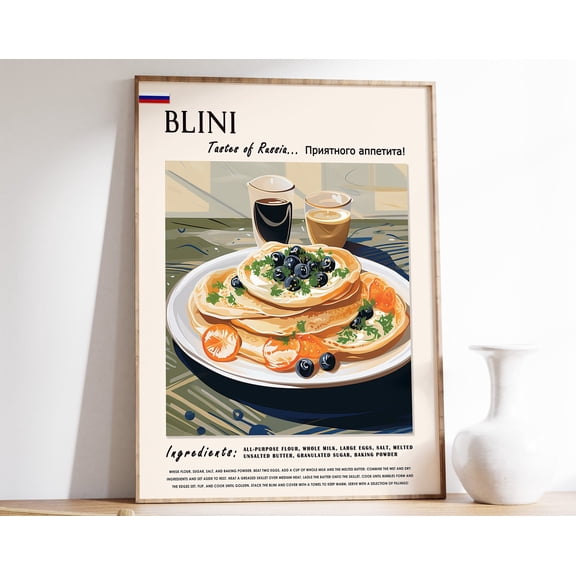 Russian Blini Dessert Poster Kitchen Food Art Print