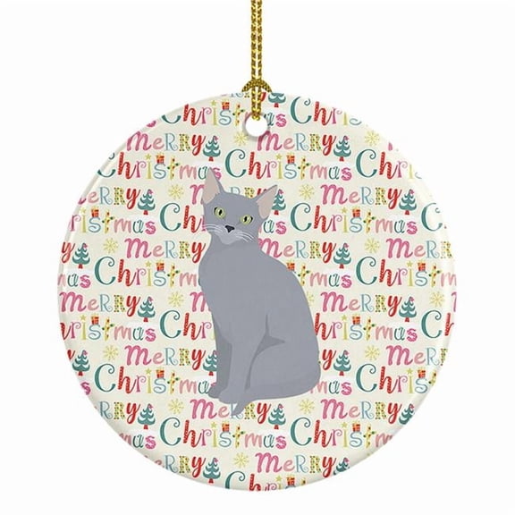 Russian Blue Cat Christmas Ceramic Ornament 2.8 in x 2.8 in