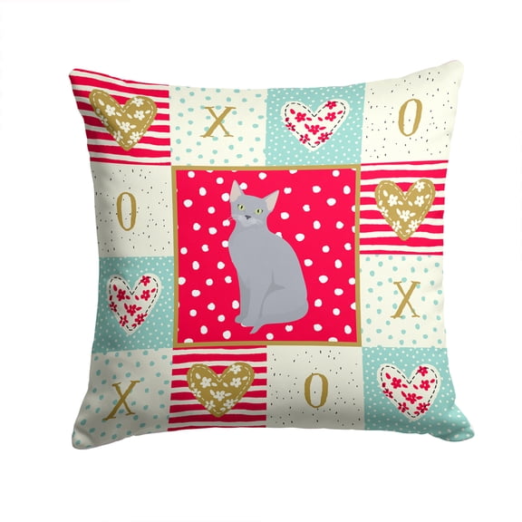 Russian Blue Cat Love Fabric Decorative Pillow