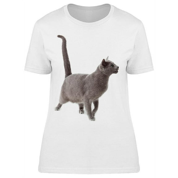 Russian Blue Cat Seeking  T-Shirt Women -Image by Shutterstock, Female Medium